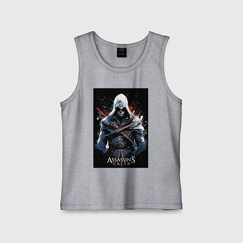 Детская майка Assassins creed огненный фон / Меланж – фото 1