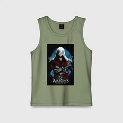 Майка детская хлопок Assassins creed строгий костюм, цвет: авокадо
