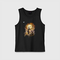 Майка детская хлопок Чжун Ли из Геншин Импакт, цвет: черный