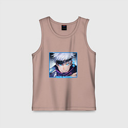 Майка детская хлопок Сатору Годзё портрет Jujutsu Kaisen, цвет: пыльно-розовый