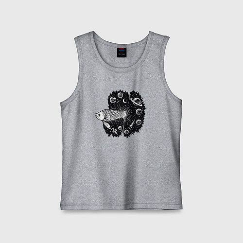 Детская майка Рыбка и космос / Меланж – фото 1