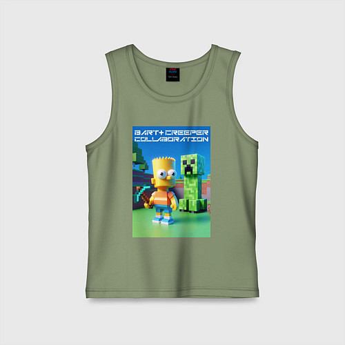Детская майка Bart and Creeper - collaboration ai art / Авокадо – фото 1