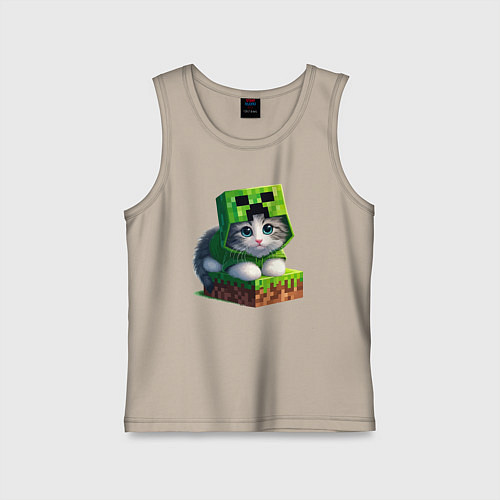 Детская майка Kitten creeper collaboration - ai art / Миндальный – фото 1