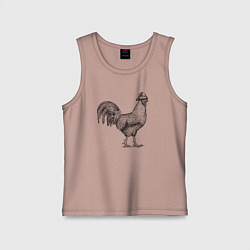 Майка детская хлопок Новогодний петух, цвет: пыльно-розовый