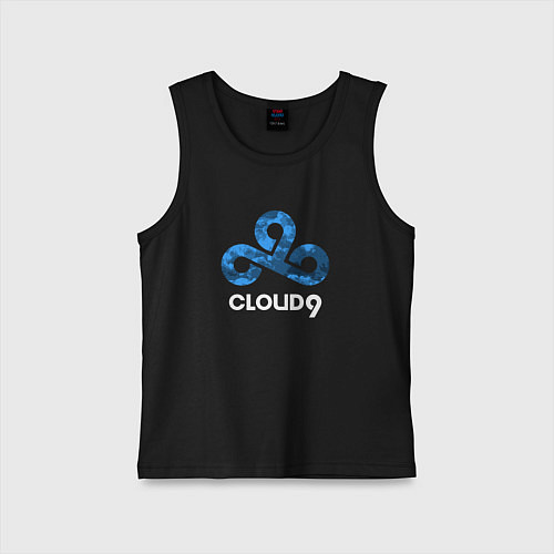 Детская майка Cloud9 - blue cloud logo / Черный – фото 1