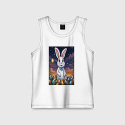 Майка детская хлопок Ночной кролик, цвет: белый