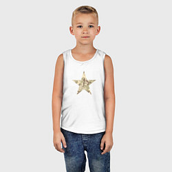 Майка детская хлопок Звезда камуфляж песочный, цвет: белый — фото 2