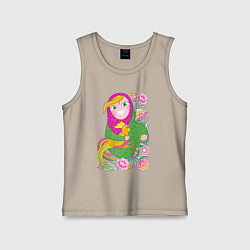 Майка детская хлопок Матрешка и Петушок золотой гребешок, цвет: миндальный