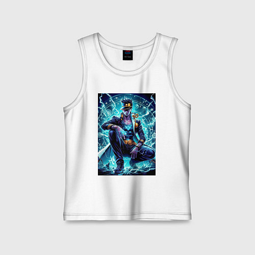 Детская майка Jotaro Kujo - neon glow ai art / Белый – фото 1