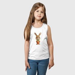 Майка детская хлопок Веселый заяц - кролик с морковкой, цвет: белый — фото 2