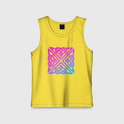 Майка детская хлопок Квадратный лиловый кельтский узор, цвет: желтый