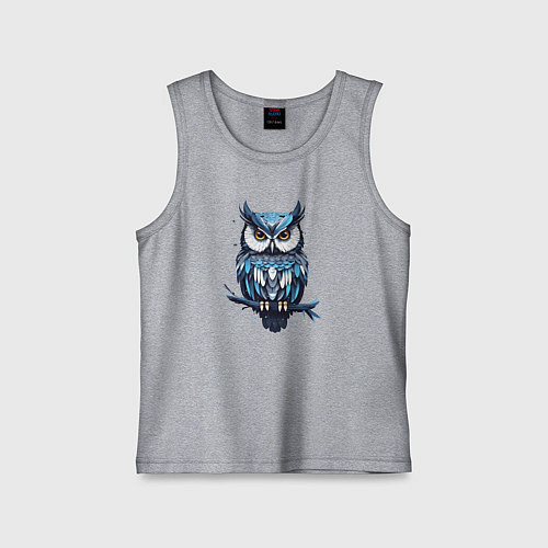 Детская майка Голубая сова на ветке / Меланж – фото 1