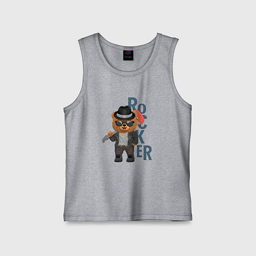 Детская майка Плюшевый медвежонок рокер / Меланж – фото 1