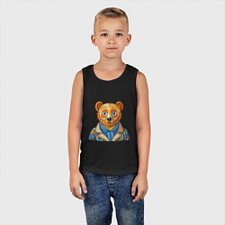 Майка детская хлопок Медведь в стиле Ван Гога, цвет: черный — фото 2