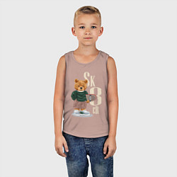 Майка детская хлопок Плюшевый мишка - скейтер, цвет: пыльно-розовый — фото 2