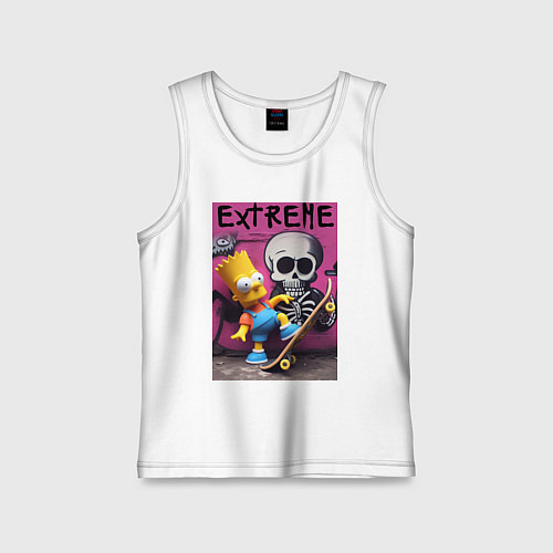 Детская майка Bart Simpson and skateboard - extreme / Белый – фото 1