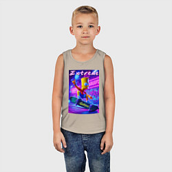 Майка детская хлопок Bart Simpson on a skateboard - extreme ai art, цвет: миндальный — фото 2