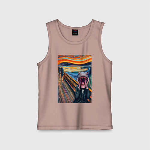 Детская майка Бегемот кричит - мем живопись от нейросети / Пыльно-розовый – фото 1