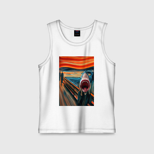 Детская майка Акула кричит - мем нейросеть / Белый – фото 1