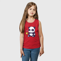 Майка детская хлопок Панда с кофе, цвет: красный — фото 2