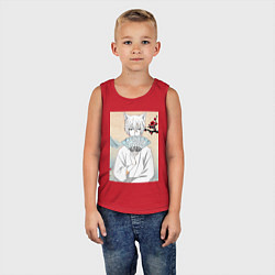 Майка детская хлопок Очень приятно Бог Томоэ, цвет: красный — фото 2