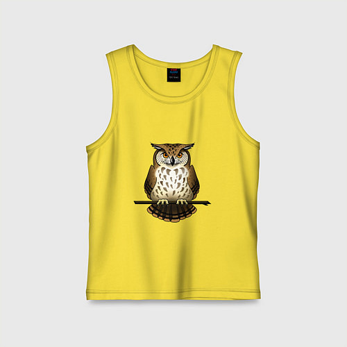 Детская майка Классная сова на ветке / Желтый – фото 1