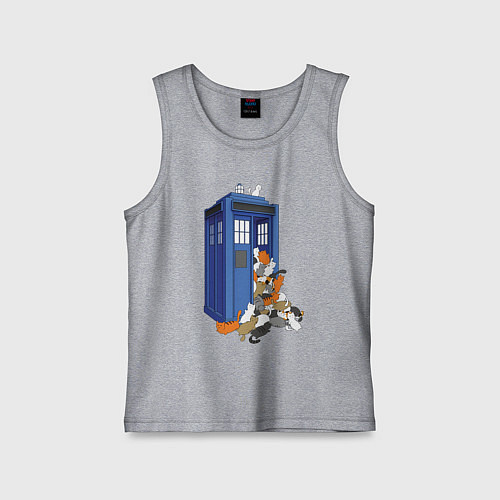 Детская майка Тардис и котики / Меланж – фото 1