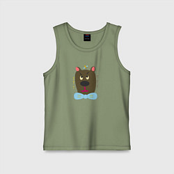 Майка детская хлопок Медведь с пчелой, цвет: авокадо