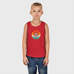 Майка детская хлопок Ретро пальма с большим глазом, цвет: красный — фото 2