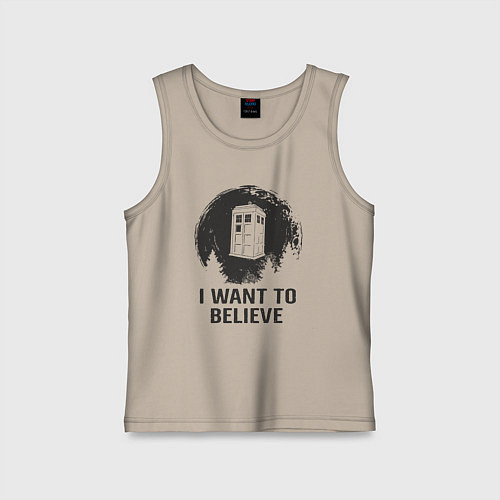 Детская майка Тардис - хочу верить / Миндальный – фото 1