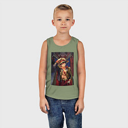 Майка детская хлопок Ван-Пис Луффи Монки Д арт, цвет: авокадо — фото 2