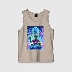 Майка детская хлопок Жест v Барта Симпсона - неоновое просветлённое све, цвет: миндальный