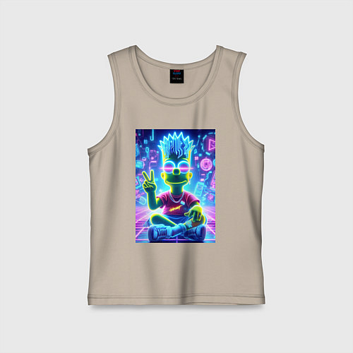 Детская майка Жест v Барта Симпсона - неоновое просветлённое све / Миндальный – фото 1