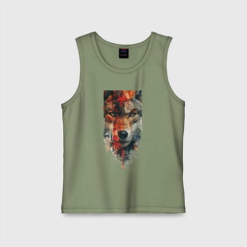 Детская майка Дикий волк картина / Авокадо – фото 1