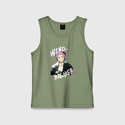 Майка детская хлопок Wind Breaker - Hajime Umemiya, цвет: авокадо