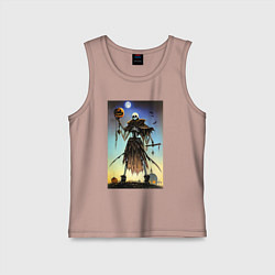 Майка детская хлопок Ведьма пугало - хэллоуин нейросеть, цвет: пыльно-розовый