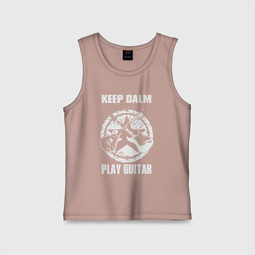 Детская майка Сохраняй спокойствие и играй на гитаре / Пыльно-розовый – фото 1