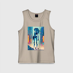 Майка детская хлопок Cyber girl from future - fantasy, цвет: миндальный