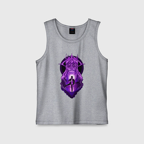 Детская майка Поднятие уровня в одиночку Джину Сон статуя / Меланж – фото 1