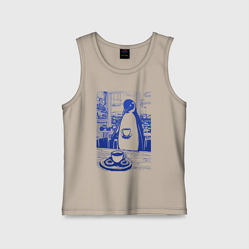 Детская майка Кофе для пингвина / Миндальный – фото 1