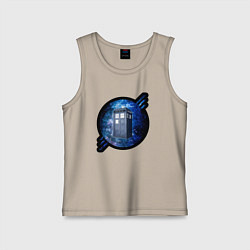 Майка детская хлопок Tardis in space, цвет: миндальный