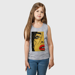 Майка детская хлопок Женский портрет поп-арт, цвет: меланж — фото 2