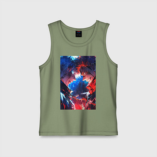 Детская майка Магическая битва Сатору Годзё Сукуна Рёмэн / Авокадо – фото 1