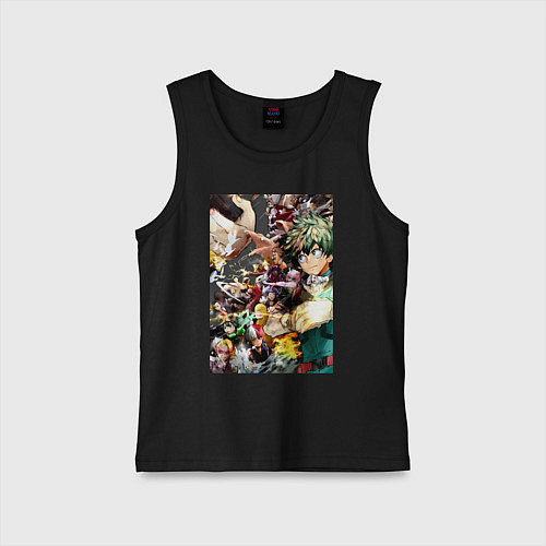 Детская майка Моя геройская академия Идзуку Мидория Отяко Урарак / Черный – фото 1