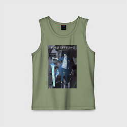 Майка детская хлопок Поднятие уровня в одиночку Джину Сон Пробуждённый, цвет: авокадо