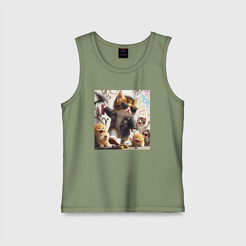 Детская майка Кумир среди котят - граффити / Авокадо – фото 1