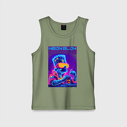 Майка детская хлопок Bart Simpson - neon fantasy ai art, цвет: авокадо