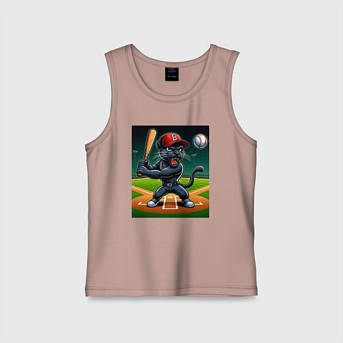 Детская майка Пантера - баттер бейсбольной команды / Пыльно-розовый – фото 1