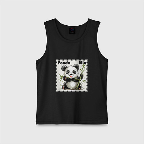 Детская майка Панда Миа акварель / Черный – фото 1