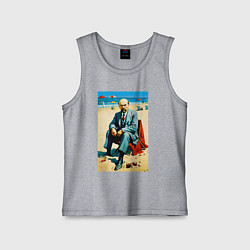 Майка детская хлопок Великий вождь Ленин на пляже - Биарриц, цвет: меланж